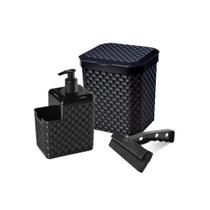 Kit Lixeira Pia 5 Litros + Porta Detergente Sabão Porta Esponja + Rodinho de Pia Kit Cozinha 3 Peças Kit Lixeira Pia 5 Litros + Porta Detergente Sabão Porta Esponja + Rodinho de Pia Kit Cozinha 3 Peças