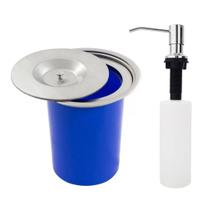 KIT Lixeira Pia Cozinha Embutir 5 Litros Inox Escovado + Dosador Inox 303 Polido Westing