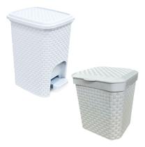 Kit Lixeira Rattan 7l Pedal E Pia 5l Para Cozinha Kit Lixeira Rattan 7l Pedal E Pia 5l Para Cozinha