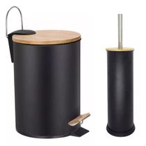 Kit Lixeira Round Preta 3 Litros + Escova Sanitária Wavy Kit Lixeira Round Preta 3 Litros + Escova Sanitária Wavy