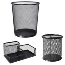 Kit Lixeira Telada Cesto de Lixo Organizador Escritório Porta Treco Preto - Offerbest