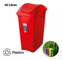 Kit Lixeiras Coleta Seletiva Superpro Basculantes 40L x 5 - Azul/Verm/Verde/Amar/Marrom