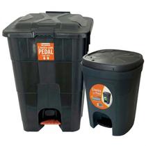 Kit Lixeiras com Pedal 30lt Preto e Lixeira 7 Litros Kit Lixeiras com Pedal 30lt Preto e Lixeira 7 Litros