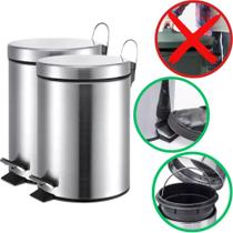 Kit Lixeiras Pedal Banheiro Cozinha com Cesto Removível 5L