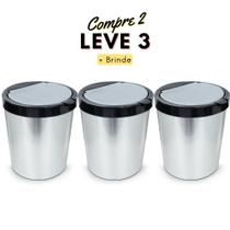 Kit Lixeiras Redondas Click Label 10 Litros - Leve 3 Pague 2 Kit Lixeiras Redondas Click Label 10 Litros - Leve 3 Pague 2