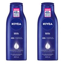 kit Loção Hidratante Corporal Nivea Milk Hidratação Profunda Pele Seca 400ml