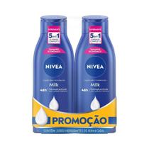Kit Loção Nivea Body Milk Pele Extra Seca 400ml com 40% desconto no 2º item Kit Loção Nivea Body Milk Pele Extra Seca 400ml com 40% desconto no 2º item