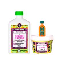 Kit Lola Bemdita Ghee Nutrição Sh 250ml + Masc 100ml + Pinga! Óleo Cenoura e Oliva 50ml