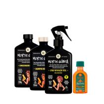 Kit Lola Morte Súbita Sh 250ml + Cond 250ml + Spray 250ml + Pinga! Óleo Cenoura e Oliva 50ml Kit Lola Morte Súbita Sh 250ml + Cond 250ml + Spray 250ml + Pinga! Óleo Cenoura e Oliva 50ml