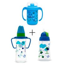 Kit Lolly Mamadeira + Copo Antivazamento + Copo Com Canudo de Tampa Deslizante