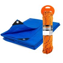 Kit Lona 6x4m Impermeável 75G Com Corda 10 Metros Starfer