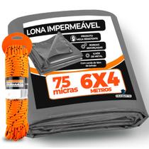 Kit Lona Carreteiro 6x4 Multiuso Impermeável Cobertura Piscina 4x6 + 10m Corda