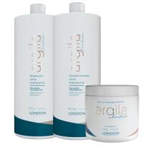 Kit London Argila Shampoo +Condicionador 1L+Máscara 500Ml