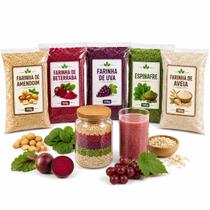 Kit Longevidade Amendoim Beterraba Uva Espinafre e Farinha de Aveia Natural Saudável Vegano 5x100g Kit Longevidade Amendoim Beterraba Uva Espinafre e Farinha de Aveia Natural Saudável Vegano 5x100g