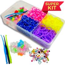 Kit Loom Bands Elásticos Pulseira Miçanga Caixa Organizadora