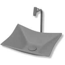 Kit Lopazzi Cuba de Vidro Retangular Banheiro Lavabo Torneira Link Alta Válvula Click UPLop Kit Lopazzi Cuba de Vidro Retangular Banheiro Lavabo Torneira Link Alta Válvula Click UPLop