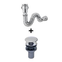 Kit Lopazzi Sifão Inox + Válvula Inox para Pia Cuba Lavatório Banheiro Cozinha