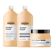 Kit loreal absolut repair gold light shampoo 1500ml e condicionador 1500ml mascara 500gr