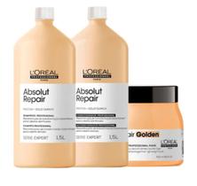Kit Loreal Absolut Repair Gold Quinoa Sh 1,5 Litro+cond 1,5 Litro +másc Light Gd