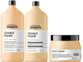 Kit loreal absolut repair gold quinoa shampoo e condicionador 1500 ml e máscara 500 g Kit loreal absolut repair gold quinoa shampoo e condicionador 1500 ml e máscara 500 g