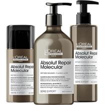 Kit Loreal Absolut Repair Molecular Shampoo, Sérum, Leave-in