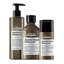 Kit loreal absolut repair molecular shampoo +sérum +leave-in