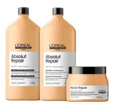 Kit LOréal Absolut Repair Shampoo 1,5L + Condicionador 1,5L + Máscara 500g Kit LOréal Absolut Repair Shampoo 1,5L + Condicionador 1,5L + Máscara 500g
