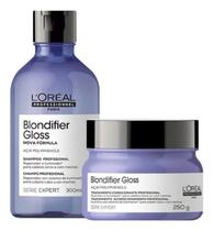 Kit Loréal Blondifier Gloss Shampoo 300mls + Máscara 250gr