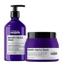 Kit Loréal Keratin Alpha Sleek Shampoo 500ml+ Máscara 500g