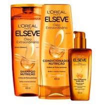 Kit Loreal Óleo Extraordinario Shampoo + Condicionador + Óleo Capilar Elseve