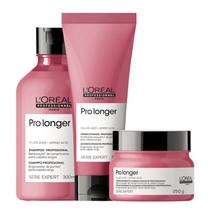 Kit loreal pro longer shampoo + condicionador + máscara