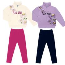 Kit Lote 2 Conjunto Moletom Infantil Menina Casaco e Legging Kit Lote 2 Conjunto Moletom Infantil Menina Casaco e Legging