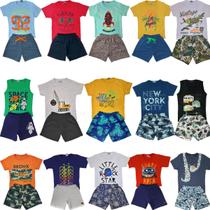 Kit Lote 20 Peças Roupa Infantil Menino 10 Camisetas + 10 Shorts Moletom