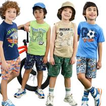 Kit Lote 4 Peças de Roupa Infantil Menino 2 Conjuntos Infantil Masculino de Verão Kit Lote 4 Peças de Roupa Infantil Menino 2 Conjuntos Infantil Masculino de Verão
