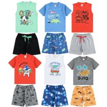 Kit Lote 5 Peças de Roupa Infantil 5 Conjuntos de Verão Menino Atacado Tamanho 1 ao 10 anos