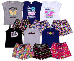 Kit Lote 6 Conjuntos Juvenil Roupa Infantil Feminino Menina