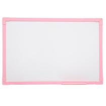 Kit lousa quadro branco uv mdf revestido rosa soft 040 x 030 cm - stalo + 3 marcadores + 1 apagador