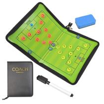 Kit lousa quadro magnetico de futebol 28 peças jogadores treinador marcadores prancheta tabuleiro campo mural dobravel l