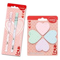 Kit Love Bloco Notas Adesivas Caneta Love Escolar Infantil