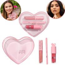 Kit Love Caixinha Coração Com Gloss Boca E Lápis Labial Rosa