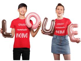 Kit Love Com 2 Camisas Camisetas Baby Look Dia Dos Namorados Casal Vermelho