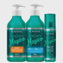 Kit Lowell Cacho Mágico Shampoo Creme Modelador Fluido Ativador Cachos