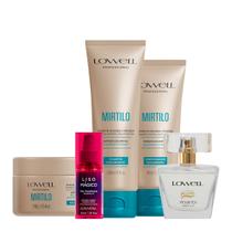 Kit Lowell Extrato de Mirtilo Shampoo Condicionador Máscara Liso Magico Óleo e Pour Toi Parfum Cabelo e Corpo (5 produto Kit Lowell Extrato de Mirtilo Shampoo Condicionador Máscara Liso Magico Óleo e Pour Toi Parfum Cabelo e Corpo (5 produto