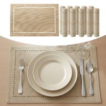 Kit Lugar Americano 10 Lugares Bege de Poliester e Linho Natural para Mesa 45x30cm Lyor Kit Lugar Americano 10 Lugares Bege de Poliester e Linho Natural para Mesa 45x30cm Lyor