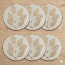 Kit Lugar Americano Leaf EVA (6 Peças) Dourado