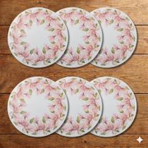 Kit Lugar Americano PVC (6 Peças) Tulipas Rosa
