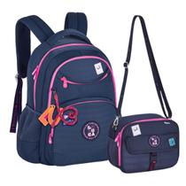 Kit Luluca Mochila Costas + Lancheira Transversal Azul KIT24635 Kit Luluca Mochila Costas + Lancheira Transversal Azul KIT24635