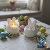 Kit Luminária Coelho Pascal com Vela LED, Decoração, Páscoa,Presente, Exclusivo