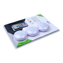 Kit luminária com 3 lâmpadas de led spot sem fio + controle remoto