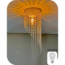 Kit Luminária em Cristal Acrílico + Lâmpada Branca 9W LED Iluminação Perfeita para o seu ambiente